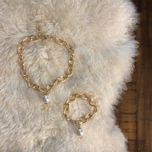 Necklace & Bracelet Set | Gold & Pearls